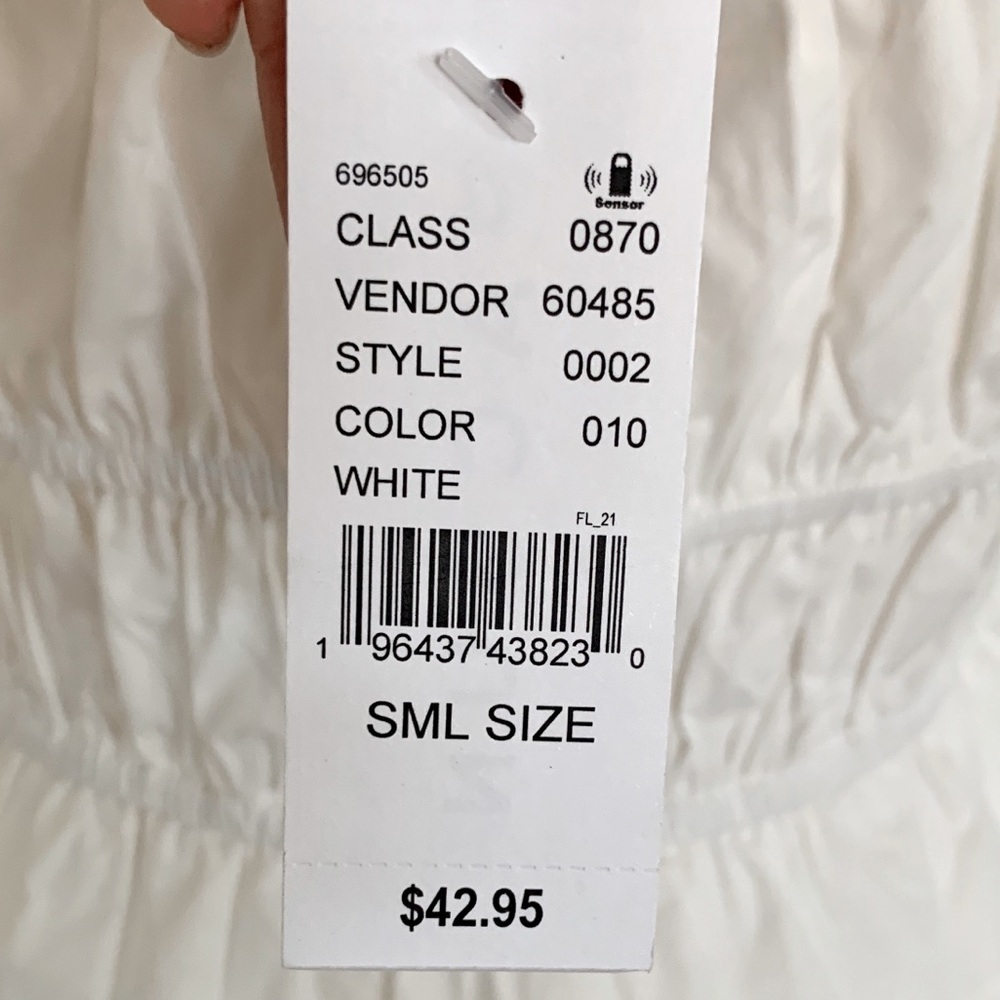 ☁️ White Tie Front Puff Sleeves Cotton Mini Dress - Picture 16 of 16